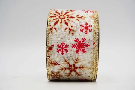 Текстурована стрічка з сніжинками на дроті_KF7001G-2_бежевий